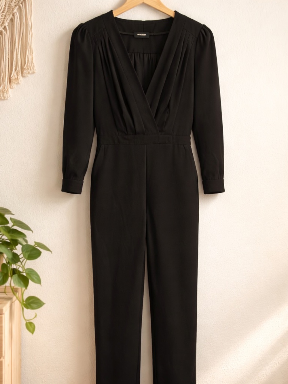 The Kooples Classic Black Long-Sleeve V-Neck Jumpsuit women’s size 6 $350 - Picture 3 of 10